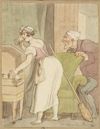 Mulher apanhada a roubar uma bebida de Thomas Rowlandson