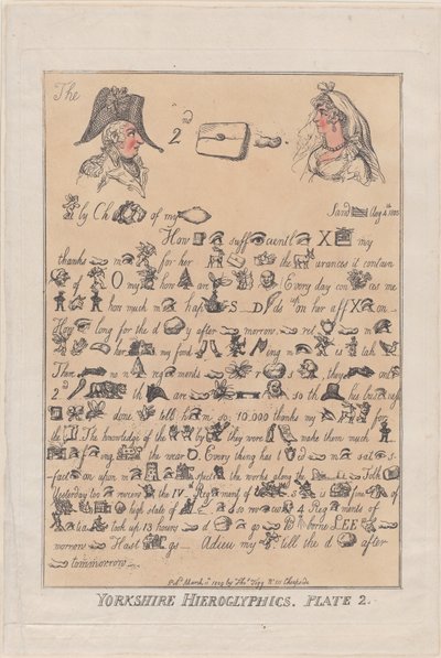 Yorkshire Hieróglifos, Placa 2, 11 de março de 1809., 11 de março de 1809. de Thomas Rowlandson