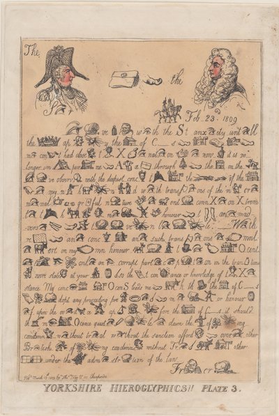 Yorkshire Hieroglyphics, Placa 3, 13 de Março de 1809., 13 de Março de 1809. de Thomas Rowlandson