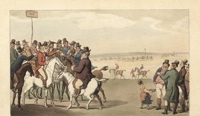 Jovem inglês a jogar no hipódromo de Newmarket de Thomas Rowlandson