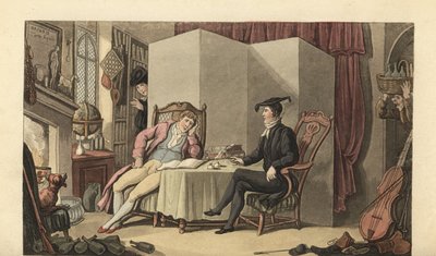 Jovem cavalheiro em seus quartos na universidade de Thomas Rowlandson