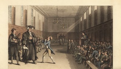 Jovem estudante que se forma na escola de um menino de Thomas Rowlandson