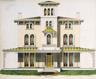 Elevação frontal para Villa No.1, de &39;Projetos arquitetônicos para residências modelo country&39; de Thomas S. Sinclair