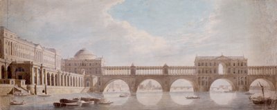 Projeto proposto para uma ponte sobre o rio Tamisa em Somerset House de Thomas Sandby