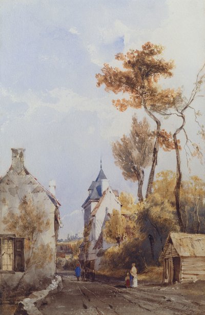 Uma vista de uma rua da vila, Waterloo de Thomas Shotter Boys