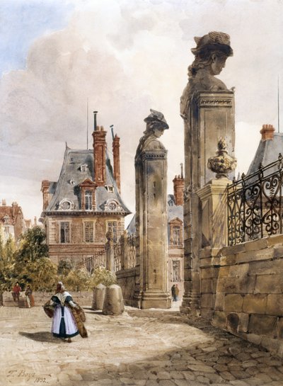 Grille Des Hermès, Porte Dauphine, Palace of Fontainebleau (aguarela com toques de goma arábica sobre papel branco) de Thomas Shotter Boys