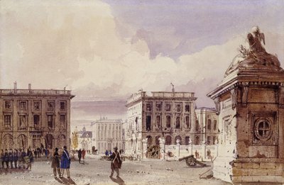 Hotel de Bellevue e Café d "Amitie Visto do Parque, Bruxelas, 1830 de Thomas Shotter Boys