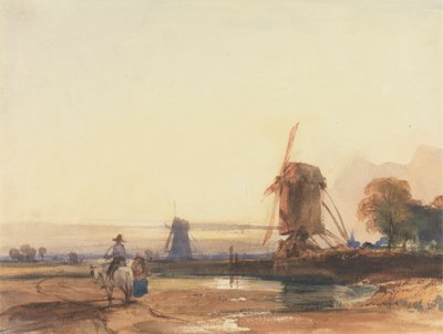 Paisagem com moinhos de vento de Thomas Shotter Boys