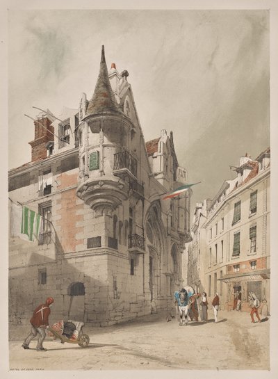Arquitetura pitoresca em Paris, Ghent, Antuérpia, Rouen: Hotel de Sens, Paris de Thomas Shotter Boys