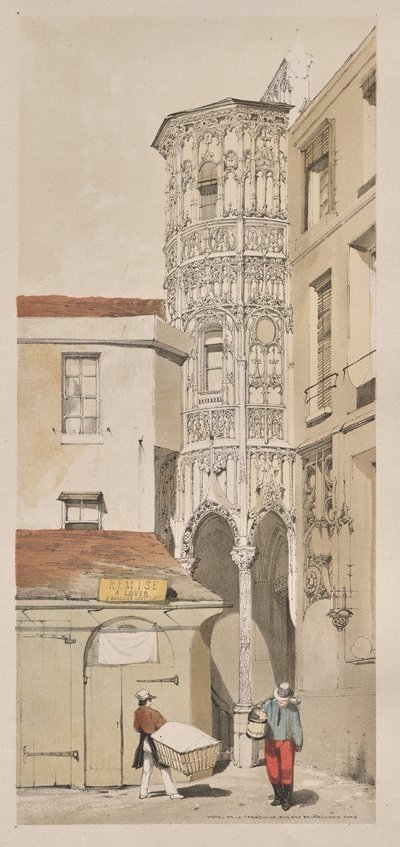 Arquitetura pitoresca em Paris, Ghent, Antuérpia, Rouen: Hotel de la Tremouille, Rue des Bourbonnois, Paris de Thomas Shotter Boys
