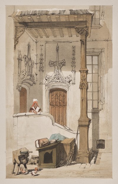 Arquitetura pitoresca em Paris, Ghent, Antuérpia, Rouen: Rue des Marmousets, Paris de Thomas Shotter Boys
