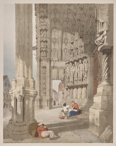 Arquitetura pitoresca em Paris, Ghent, Antuérpia, Rouen: South Porch of Chartres Cathedral, Chartres, França de Thomas Shotter Boys