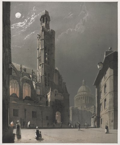 Arquitetura pitoresca em Paris, Gante, Antuérpia, Rouen: St. Etienne du Mont ..., 1839. de Thomas Shotter Boys