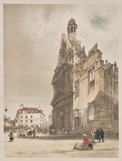 Arquitetura pitoresca em Paris, Ghent, Antuérpia, Rouen: St. Etienne du Mont, Paris de Thomas Shotter Boys