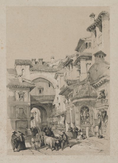 Esboços pitorescos na Espanha: Portão da Vivarrambla, Granada, 1837. de Thomas Shotter Boys