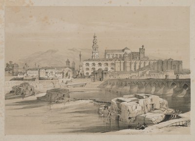 Esboços pitorescos na Espanha: Restos de uma ponte romana no Guadalquiver, Córdoba de Thomas Shotter Boys