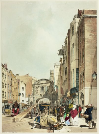 Temple Bar de The Strand, placa 22 de Original Views of London as It Is de Thomas Shotter Boys