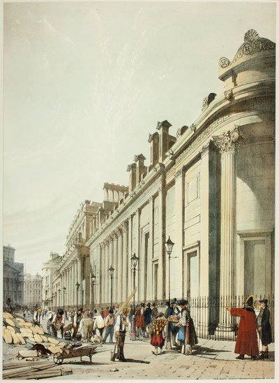 O banco olhando para a mansão, de vistas originais de Londres como ela é de Thomas Shotter Boys