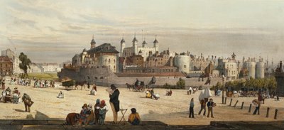The Tower and Mint, de Great Tower Hill, de "London As It Is", gravada e pub. pelo artista, 1842 de Thomas Shotter Boys