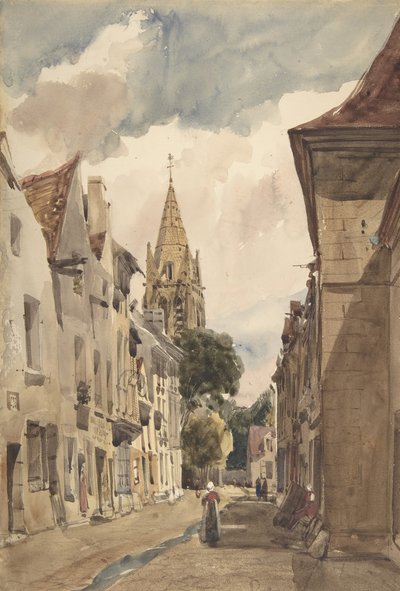Vista da rua Issy A em Issy-les-Moulineaux, Sena, 1820-74. de Thomas Shotter Boys