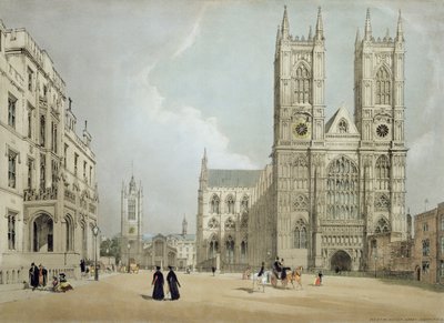 Abadia de Westminster e Hospital, de "London As It Is", gravada e publicada pelo artista, 1842 (ver 8674) de Thomas Shotter Boys