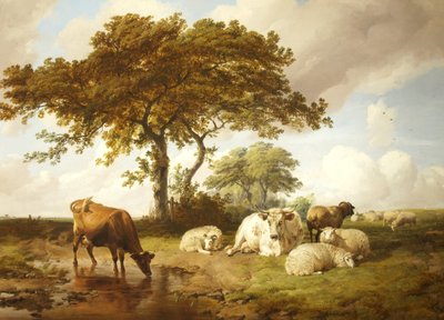 Repose in the Meadows de Thomas Sidney Cooper