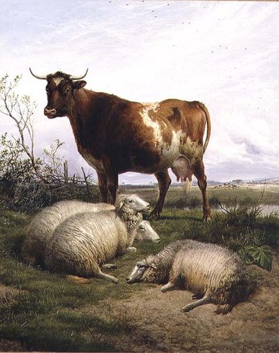 Pastoreio de Ovelhas e Vaca de Thomas Sidney Cooper