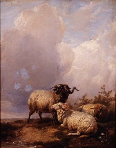 Ovelhas em Paisagem de Thomas Sidney Cooper