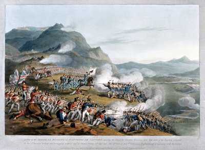 Uma vista da Serra de Busaco em St. Antonio de Cantaro, mostrando o ataque do Marechal Reigniers, gravado por Charles Turner, publicado em 1812 (aquatint) de Thomas Staunton St. Clair