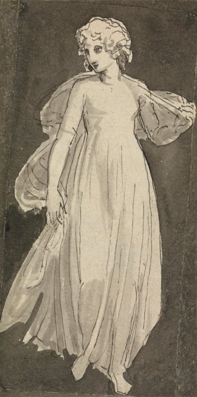 Rapariga, de comprimento total, virada para a frente de Thomas Stothard