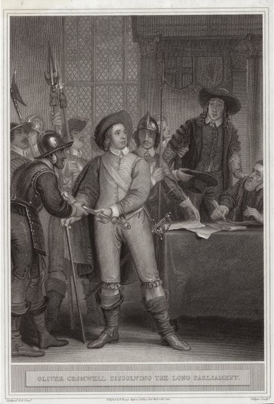 Oliver Cromwell (1599-1658) dissolve o longo Parlamento de Thomas Stothard