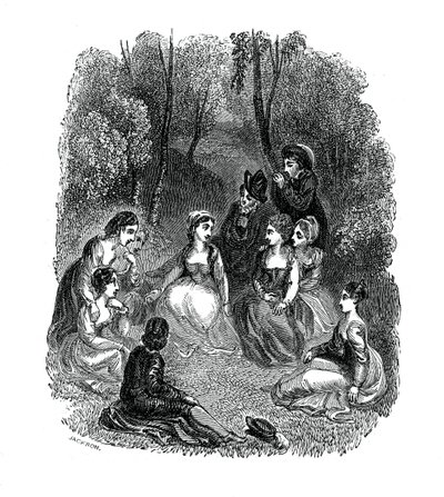 Cena da introdução ao Decameron de Giovanni Boccaccio, 1833. de Thomas Stothard