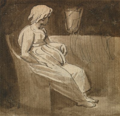 Rapariga sentada por uma urna de Thomas Stothard