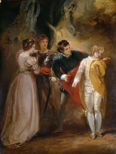 Sylvia and the Outlaws: A Scene from "Two Gentlemen of Verona" de Shakespeare (óleo sobre tela) de Thomas Stothard