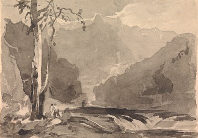 Pescadores numa Corrente de Montanha de Thomas Sully