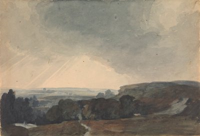 Cena da Paisagem do topo da colina, Olhando para o vale iluminado pelo Sol de Thomas Sully