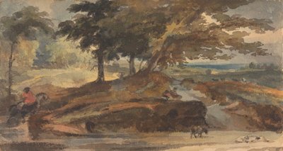Paisagem com Knoll com Árvores, Figura a Cavalo de Thomas Sully