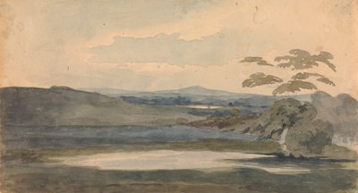 Paisagem com Árvores e Montanhas, Lago em Primeiro Plano de Thomas Sully