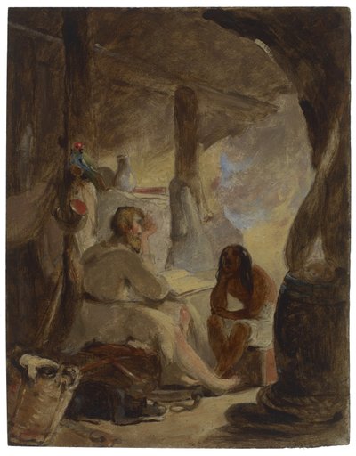 Robinson Crusoe e sexta-feira na caverna, c.1856 de Thomas Sully
