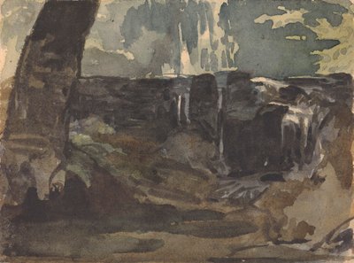 Paisagem Rochosa, Grande Tronco de Árvore em Primeiro Plano de Thomas Sully