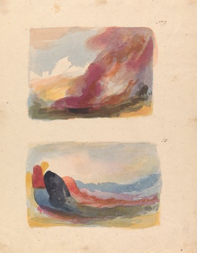Dois Desenhos em Uma Folha: Paisagem - lavagem de cor, Ticiano (nº 9); Paisagem - lavagem de cor, Rubens (nº 10) de Thomas Sully
