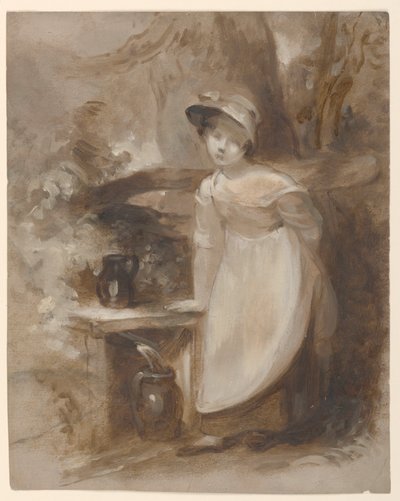 Jovem recebendo água em uma nascente de Thomas Sully