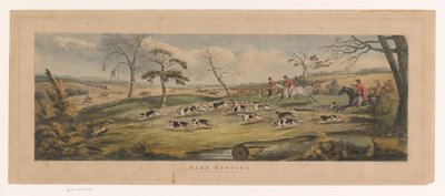 Matilha de beagles caça uma lebre Caça à Lebre (título no objeto) de Thomas Sutherland