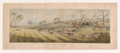 Pacote de foxhounds caça uma raposa Fox Hunting (título no objeto) de Thomas Sutherland
