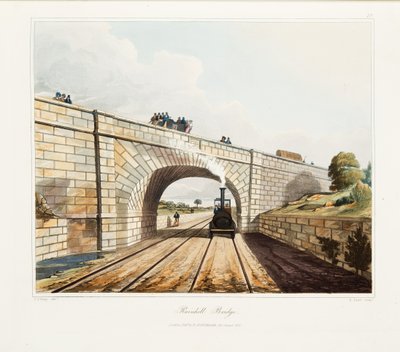 Rainhill Bridge, publicado em 1831 (gravação a cores à mão) de Thomas Talbot Bury