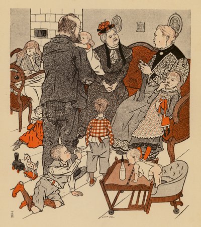 Uma família numerosa (litografia a cores) de Thomas Theodor Heine
