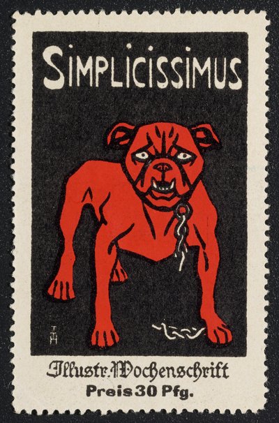 Selo publicitário «Simplicissimus 30 Pfg.» de Thomas Theodor Heine