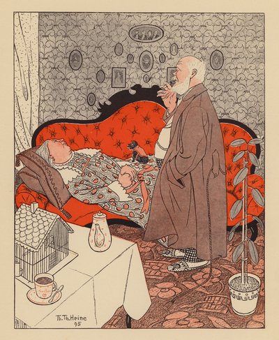 Casal de reformados (litografia a cores) de Thomas Theodor Heine