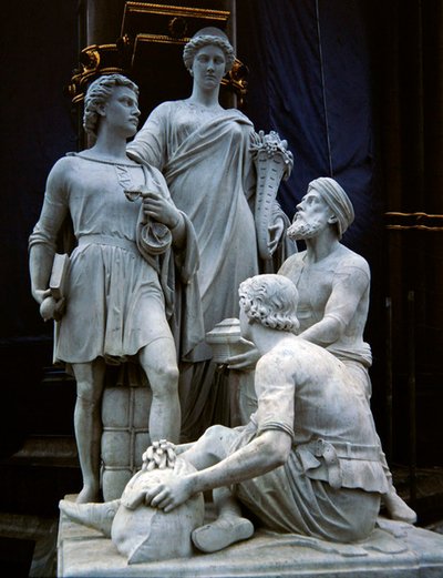 Comércio, grupo de esculturas do Albert Memorial, concluído em 1876 (granito) de Thomas Thornycroft