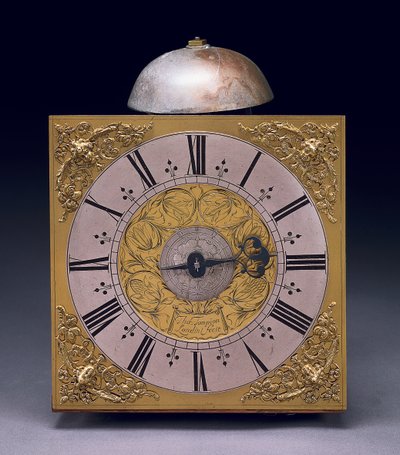 Mostrador quadrado de um relógio de caixa longa de trinta horas Charles II, c.1680 (mídia mista) de Thomas Tompion